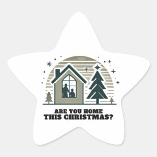 Cozy Family Christmas Home Scene Decor Art Star Sticker