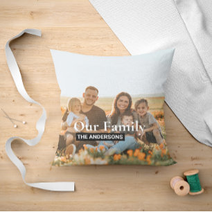Cozy Family Photo And Text Throw Pillow