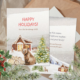 Cozy Farmhouse Christmas Bear Animal Holiday Card