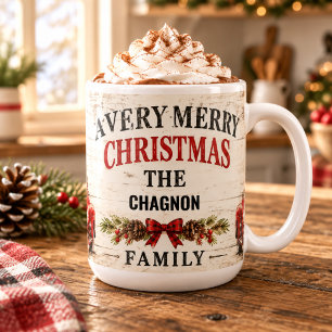 Cozy Farmhouse Personalized Christmas Coffee Mug
