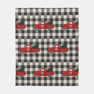 Cozy Farmhouse Red Truck Route 66 Winter Throw Fleece Blanket