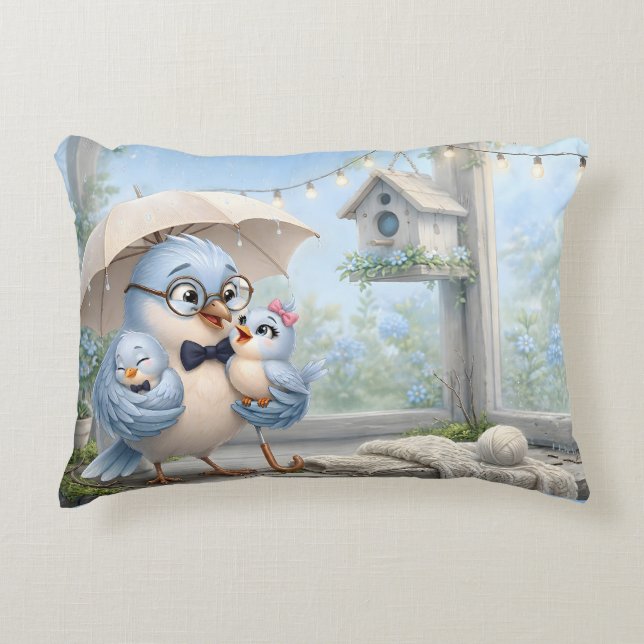 Cozy Father Bird Throw Pillow (Front)