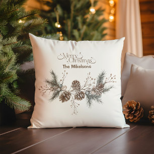 Cozy Festive Rustic Christmas Throw Pillow