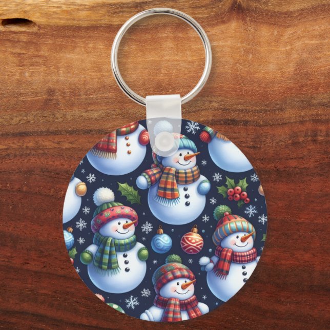 Cozy Festive Snowman Keychain (Front)