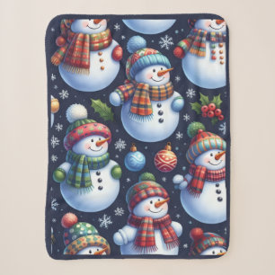 Cozy Festive Snowman Sherpa Blanket