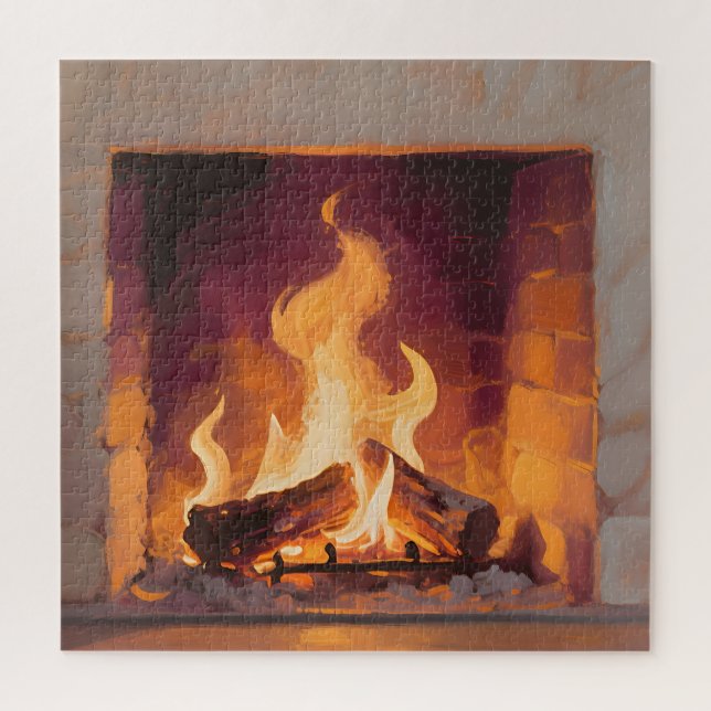 Cozy Fireplace Flames Jigsaw Puzzle (Vertical)