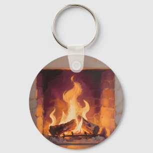 Cozy Fireplace Flames Keychain