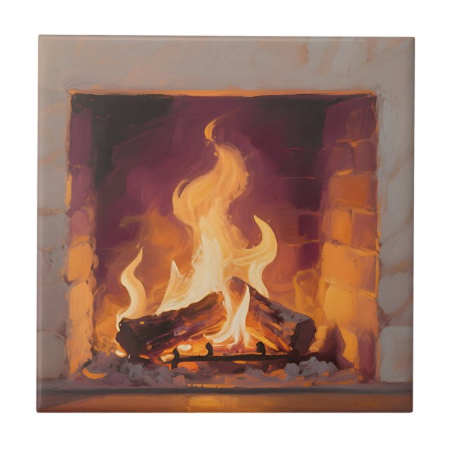 Cozy Fireplace Flames Tile (Front)