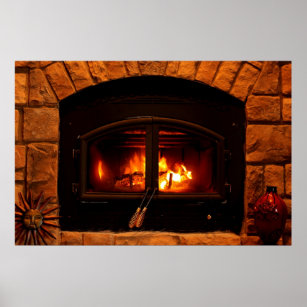 Cozy fireplace poster