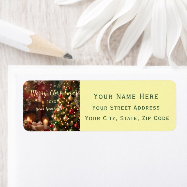 Cozy Fireside Christmas Custom Return Address (Insitu)