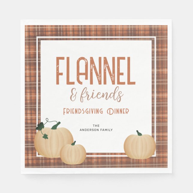 Cozy Flannel and Friends Friendsgiving Dinner Napkin (Front)
