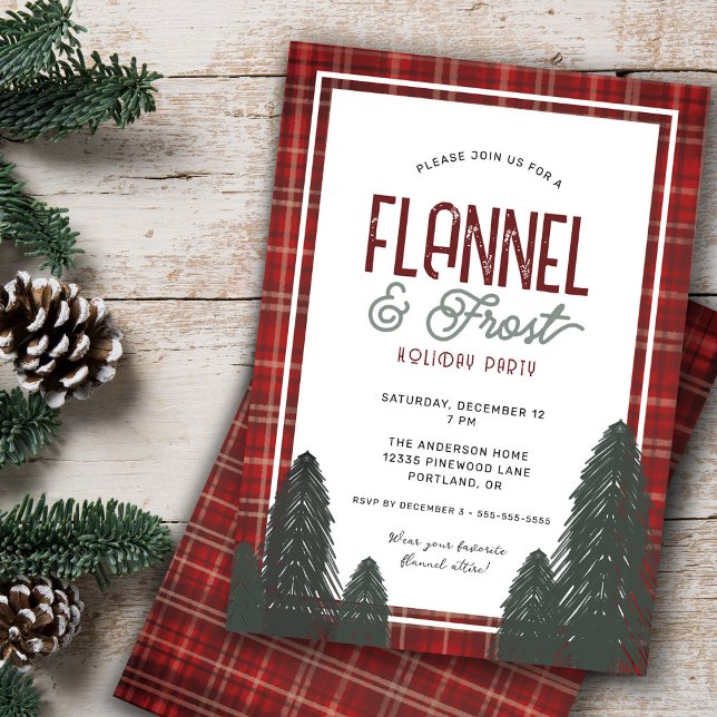 Cozy Flannel and Frost Christmas Holiday Party Invitation (Creator Uploaded)