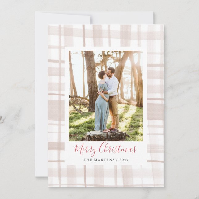 Cozy Flannel Christmas Photo Holiday Card (Front)