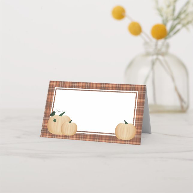 Cozy Flannel Friendsgiving Dinner Place Card (Front)