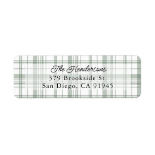 Cozy Flannel Plaid Christmas Address Label - Green