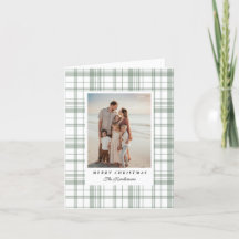 Cozy Flannel Plaid Christmas Photo Card - Green