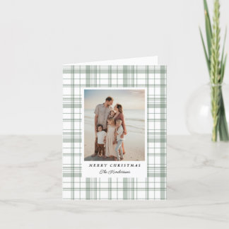 Cozy Flannel Plaid Christmas Photo Card - Green