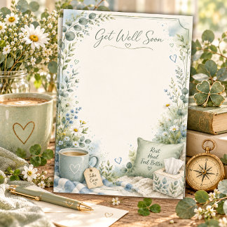 Cozy Floral Get Well Soon Comfort Cottagecore  Thank You Card
