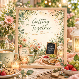 Cozy Floral Getting Together Gathering Cottagecore Thank You Card