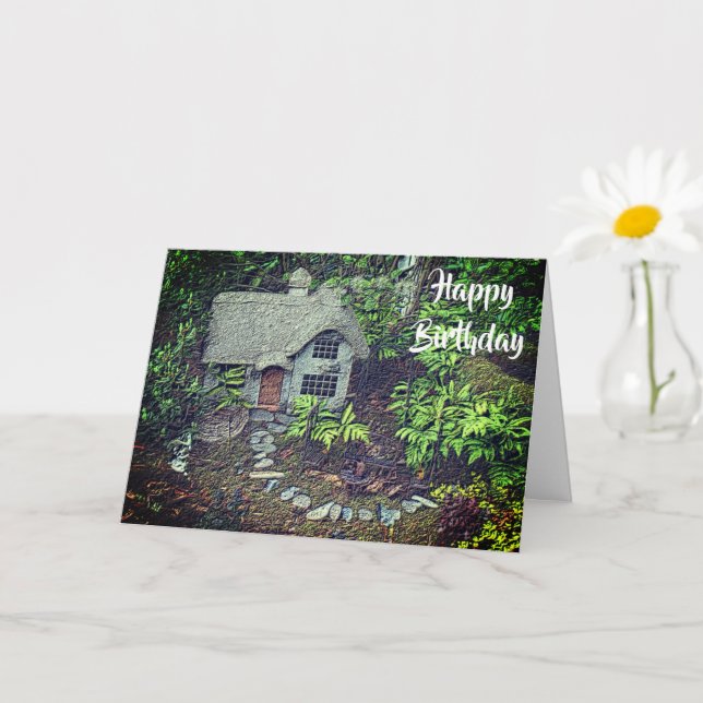 Cozy Flower Garden Cottage Nature Birthday Card (Small Plant)