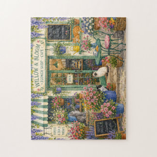 Cozy Flower Shop Café Cats Watercolor Jigsaw Puzzl Puzzle