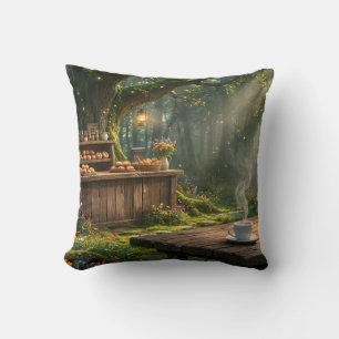 Cozy Forest Bakery Throw Pillow