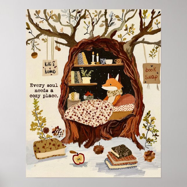 Cozy Fox Cottagecore Wall Art (Front)