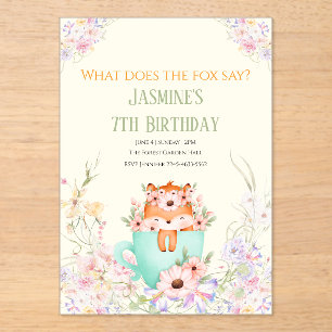 Cozy Fox Flower Forest Magical Birthday Invitation