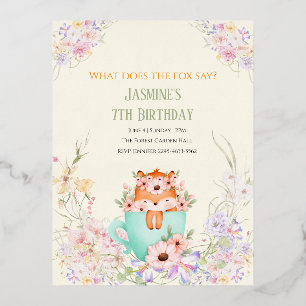Cozy Fox Forest Magical Floral Birthday Invitation