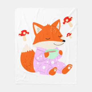Cozy Fox in Pyjamas Kids Blanket