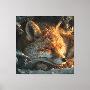Cozy Fox in Snow Canvas Print