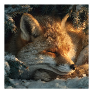 Cozy Fox in Snow Photo Print