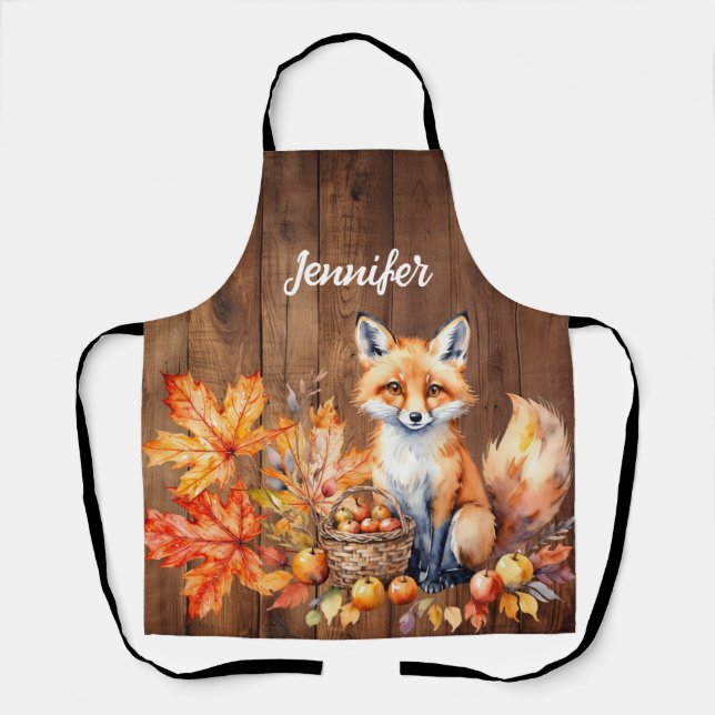 Cozy Fox Rustic Fall Apron (Front)