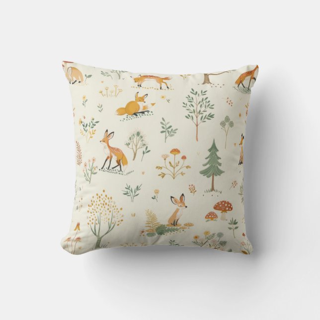 "Cozy Fox Throw Pillow" Pillow (Front)
