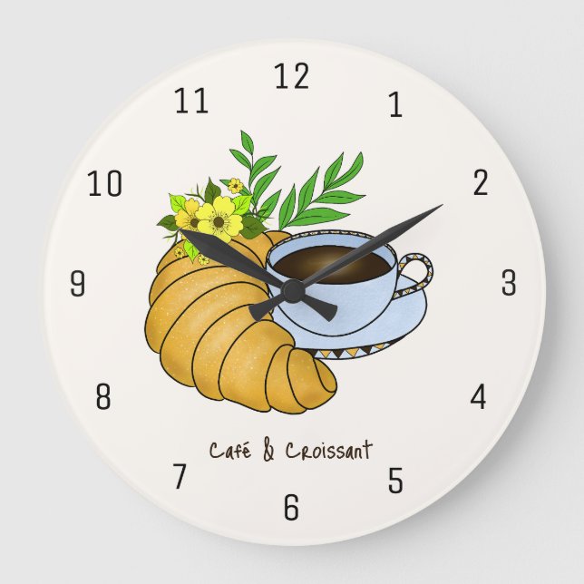 Cozy French Morning Floral Large Clock (Front)