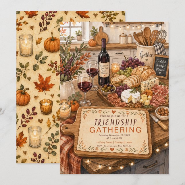 Cozy Friendsgiving Gathering Invitation (Front/Back)
