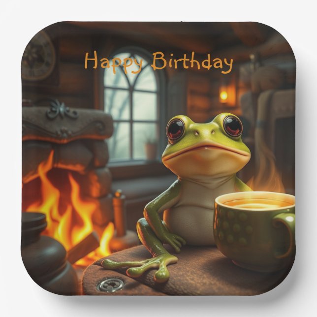 Cozy Frog Paper Plate (Front)