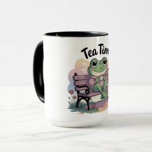 Cozy Frog Sitting Like a Human – Funny Chill Carto Mug
