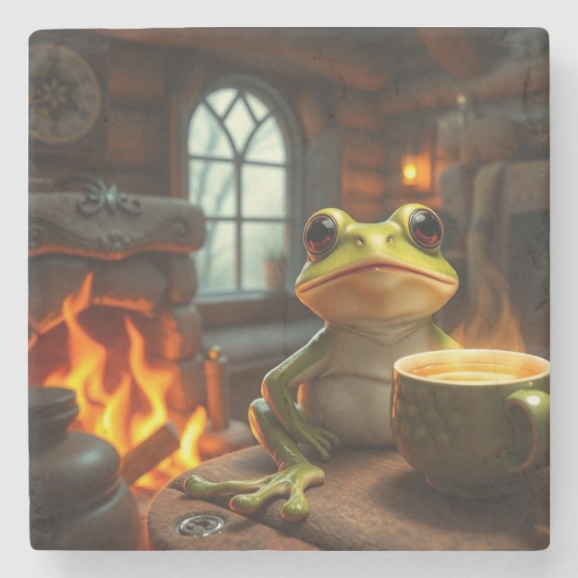 Cozy Frog Stone Coaster (Front)