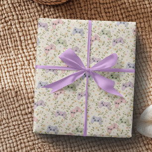 Cozy Gamer Floral Controller Wrapping Paper