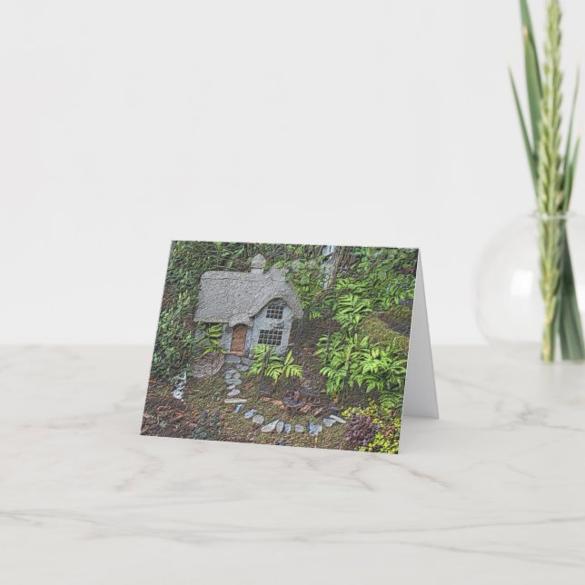 Cozy Garden Cottage Nature Art  Note Card (Front)
