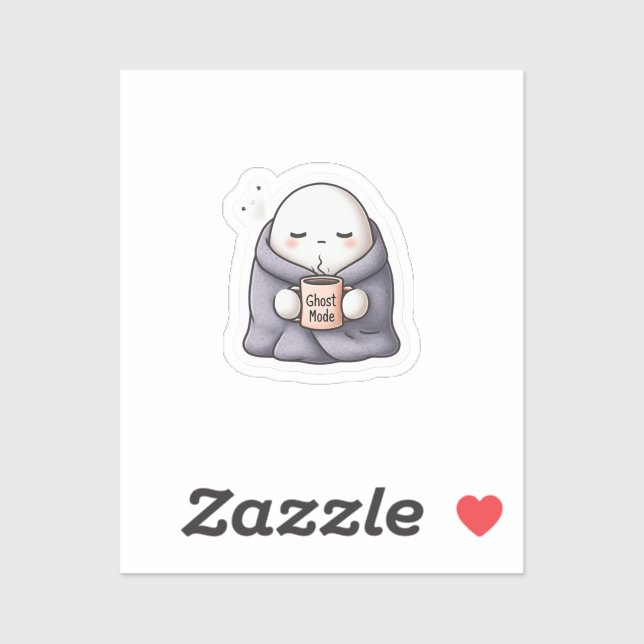  Cozy Ghost Mode Sticker – Cute Cartoon Ghost with (Sheet)