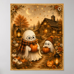 Cozy Ghost Pumpkin Patch Art Print