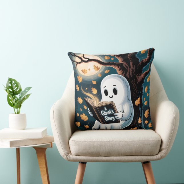 Cozy Ghostcore Fall Decor Accent Spooky Cute  Throw Pillow (Chair)