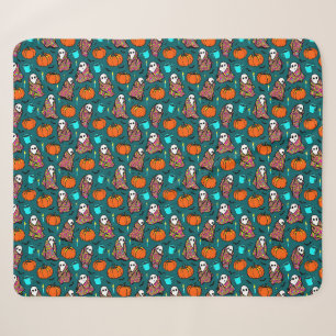 Cozy Ghosts and Pumpkins Sherpa Blanket