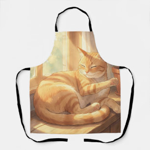 Cozy Ginger Tabby Cat Sunbathing Apron