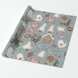 Cozy Gingerbread Christmas with Candy Canes Wrapping Paper