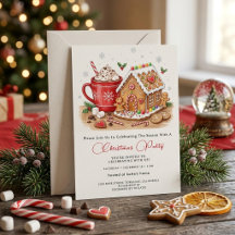 Cozy Gingerbread & Cocoa Christmas Party Invite