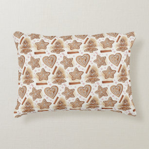Cozy Gingerbread Cookie Seamless Pattern Accent Pillow