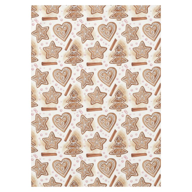 Cozy Gingerbread Cookie Seamless Pattern Tablecloth (Front)